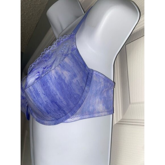 Lace Trimmed Lavender Mesh Underwire Bra - Picture 3 of 4